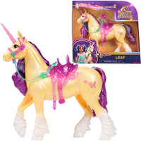 Spin Master Unicorn Academy - Einhorn Leaf, Spielfigur 28 cm groß, mit echter Mähne und Schweif, abnehmbarem Zaumzeug, Sattel und Bürste