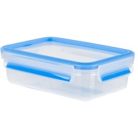 Emsa CLIP & CLOSE Frischhaltedose 0,8 Liter transparent/blau, rechteckig, Klassikformat