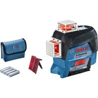 Bosch Linienlaser GLL 3-80 C Professional, Kreuzlinienlaser blau/schwarz, mit roten Laserlinien, ohne Akku