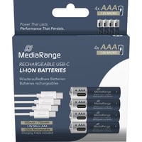 MediaRange USB-C Li-Ion Akku, Mignon AA I 1.5V | 500 mAh, 4erPack 4 Stück