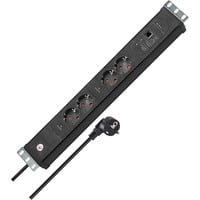 Brennenstuhl Premium-Web-Line V3 Internet-Steckdosenleiste 19" 4-fach, 2 Main + 2 Follow schwarz, 1,5HE, 3 Meter Kabel, Main-Follow Funktion, LAN-Anschluss