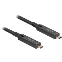 DeLOCK Aktives Optisches USB-C 8K Video + Daten + PD Kabel schwarz, 15 Meter, PD 60 Watt