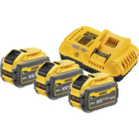 DEWALT XR FLEXVOLT Akku Starterkit DCB118X3, inkl. 3x Akku 54Volt 3Ah, Set gelb/schwarz, 54Volt 3Ah oder 18Volt 9Ah, Schnellladegerät DCB118