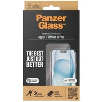 PanzerGlass Displayschutz, Schutzfolie transparent/schwarz, iPhone 15 Plus, EasyAligner