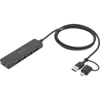 Digitus USB 3.0 Hub 4-Port Slim Line, USB-Hub schwarz