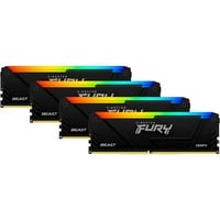 Kingston FURY DIMM 64 GB DDR4-2666 (4x 16 GB) Quad-Kit , Arbeitsspeicher schwarz, KF426C16BB12AK4/64, Beast RGB, INTEL XMP