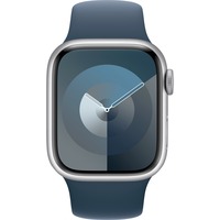Apple Watch Series 9, Smartwatch silber/dunkelblau, Aluminium, 41 mm, Sportarmband, Cellular