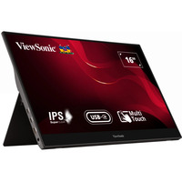 ViewSonic TD1655, LED-Monitor 39.6 cm (15.6 Zoll), silber/schwarz, FullHD, IPS, USB-C, Mini-HDMI, Touch-Stift, Lautsprecher