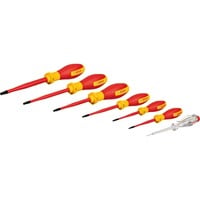Bosch Professional VDE Schraubendreher-Set TX Professional, 7-teilig rot/gelb, 6 VDE-Schraubendreher, Phasenprüfer SL3