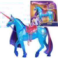 Spin Master Unicorn Academy - Einhorn River, Spielfigur 28 cm groß, mit echter Mähne und Schweif, abnehmbarem Zaumzeug, Sattel und Bürste