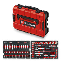 EINHELL E-Case Werkzeugkoffer Werkstatt, 92-teilig, Werkzeug-Set schwarz/rot