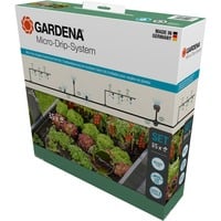 GARDENA Micro-Drip-System Tropfbewässerung Set Hochbeet/Beet, 35 Pflanzen, Tropfer schwarz/grau, Modell 2023