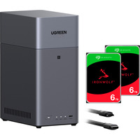 UGREEN DH2300 + 2x 6 TB Seagate IronWolf HDD Bundle, NAS schwarz