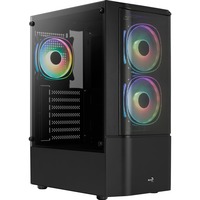 Aerocool Quantum Mesh-G-BK-v3, Tower-Gehäuse schwarz/grau, Seitenteil aus Tempered Glass