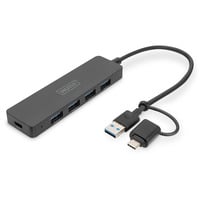 Digitus USB 3.0 Hub 4-Port Slim Line, USB-Hub schwarz