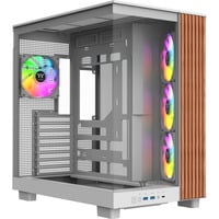 Thermaltake View 380 XL WS ARGB , Tower-Gehäuse weiß/holz, Tempered Glass x 2, Holz-Struktur