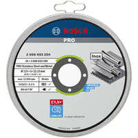 Bosch PRO Stainless Steel and Metal Trennscheibe, Ø 115mm 10 Stück, Bohrung 22,23mm, WA 60 T BF, gerade