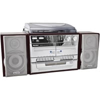 Karcher KA 320, Kompaktanlage holz/silber, Radio, CD, Plattenspieler, Doppelkassettendeck, USB, SD