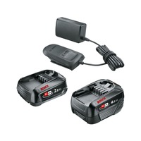 Bosch Starter-Set 18V (PBA 2.0Ah + PBA 4.0Ah + AL 18V-20), Ladegerät schwarz, 2x Akku + Ladegerät, POWER FOR ALL ALLIANCE