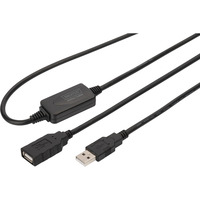 Digitus Aktives USB 2.0 Verlängerungskabel, 10 Meter schwarz, Repeater Kabel