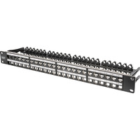 Digitus Modulares High Density Patchpanel, 48-Port, Rack Mount, geschirmt schwarz, 1 HE, für Keystone-Module, mit Beschriftungsfeld