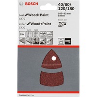 Bosch Schleifblatt-Set C470 und C430 für Multischleifer,102 x 62mm 25-teilig, K40 / 80 / 120 / 180