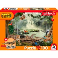 Schmidt Spiele Schleich: Wild Life - Im Regenwald 100 Teile, inkl. Schleich Krokodiljunges Figur