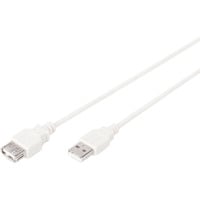 Digitus USB 2.0 Verlängerungskabel, USB-A Stecker > USB-A Buchse beige, 1,8 Meter