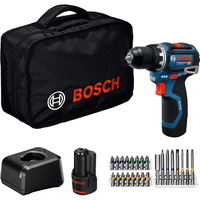 Bosch Akku-Bohrschrauber GSR 12V-32 Professional, 12Volt blau/schwarz, 2x Li-Ionen Akku 2,0Ah, 24-teiliges Zubehör-Set, Werkzeugtasche