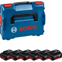 Bosch Akku GBA 18V 4.0Ah Professional, 6 Stück blau/schwarz, L-BOXX, AMPShare Alliance