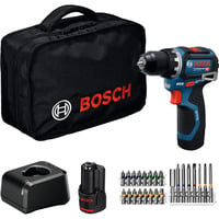 Bosch Professional Akku-Bohrschrauber GSR 12V-32 Professional, 12Volt blau/schwarz, 2x Li-Ionen Akku 2,0Ah, 24-teiliges Zubehör-Set, Werkzeugtasche