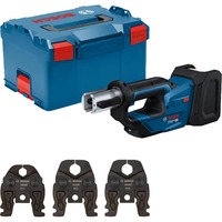 Bosch Professional Akku-Presswerkzeug GPT 18V-19 Professional solo, 18Volt, Kit M, Pressmaschine blau, ohne Akku und Ladegerät, 3 Pressbacken Compact M, in L-BOXX