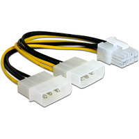 DeLOCK Stromkabel PCI Express 8 Pin > 2x 5,25" Stecker 4 Pin 15cm