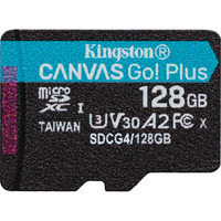 Kingston Canvas Go! Plus 128 GB microSDXC, Speicherkarte schwarz, UHS-I U3, Class 10, V30, A2
