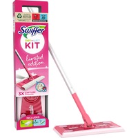 Swiffer Bodenwischer Starterset (1 Bodenstab + 11 Bodentücher) Limited Edition pink, 8 trockene und 3 feuchte Bodentücher