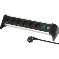 Brennenstuhl Alu-Office-Line Steckdosenleiste 6-fach, für den Schreibtisch schwarz/aluminium, 3 Meter Kabel, mit Sicherheitsschalter