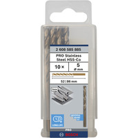 Bosch PRO Stainless Steel HSS-Co Spiralbohrer, Ø 5mm Arbeitslänge 52mm, 10 Stück
