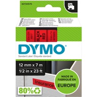 Dymo D1 ORIGINAL Schriftband, schwarz auf rot, 12mm x 7m S0720570  