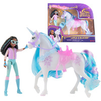 Spin Master Unicorn Academy - Layla und Einhorn Glacier, Spielfigur mit echter Mähne und Schweif sowie Bürste