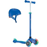 GLOBBER Primo Plus Lights inkl. Helm, Scooter dunkelblau/türkis