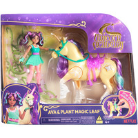 Spin Master Unicorn Academy - Ava und Pflanzen-Magie Leaf, Spielfigur mit echter Mähne und Schweif sowie magischer Leuchtfunktion