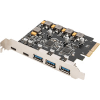 Digitus PCIe Karte 2x USB-C + 3x USB A, Schnittstellenkarte 