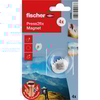 fischer Press2fix Magnetkralle 4 Stück, Haken silber, 4 Stück