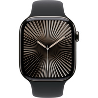 Apple Watch Series 10, Smartwatch schiefer, Titangehäuse, 46 mm, Sportarmband schwarz M/L, Cellular