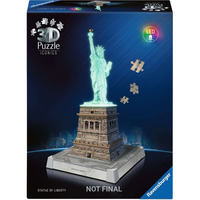 Ravensburger 3D Puzzle Iconics: Freiheitsstatue - mit Licht 108 Teile