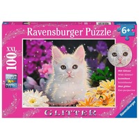 Ravensburger Kinderpuzzle Glitzerkatze 100 Teile, glitzernde Teile