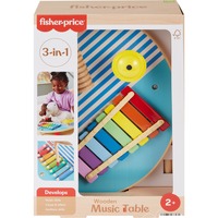 Fisher-Price Holz-Musiktisch mit 3 Percussion-Instrumenten, Musikspielzeug