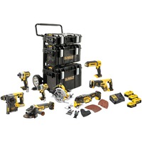 DEWALT Akkuschrauber-Set DCK853P4, 18Volt, Werkzeug-Set gelb/schwarz, 8 Akku-Geräte im Kombo-Pack, 4x Li-Ionen Akku, mit Trolley
