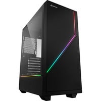 Sharkoon RGB FLOW Generalüberholt, Tower-Gehäuse schwarz, Seitenteil aus gehärtetem Glas