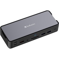Verbatim USB-C Pro Docking Station CDS-15, 15 Port, Dockingstation aluminium/schwarz, HDMI, DP, RJ-45, USB-A, USB-C, SD, microSD, Audio
